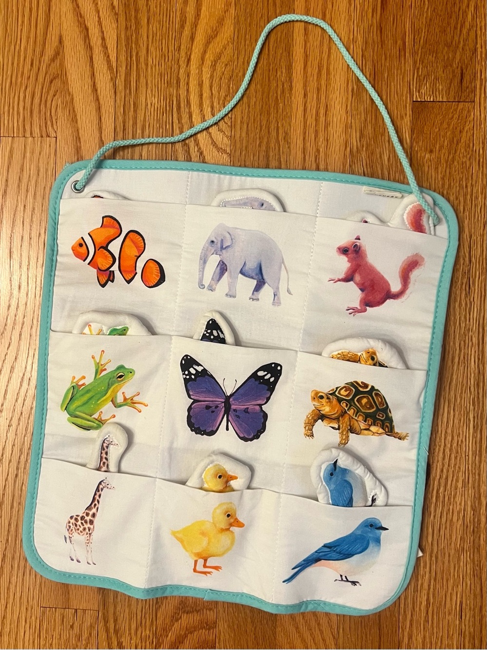 Lovevery Quilted Critter Pockets The Realist Play Kit Matching Game Plush Board